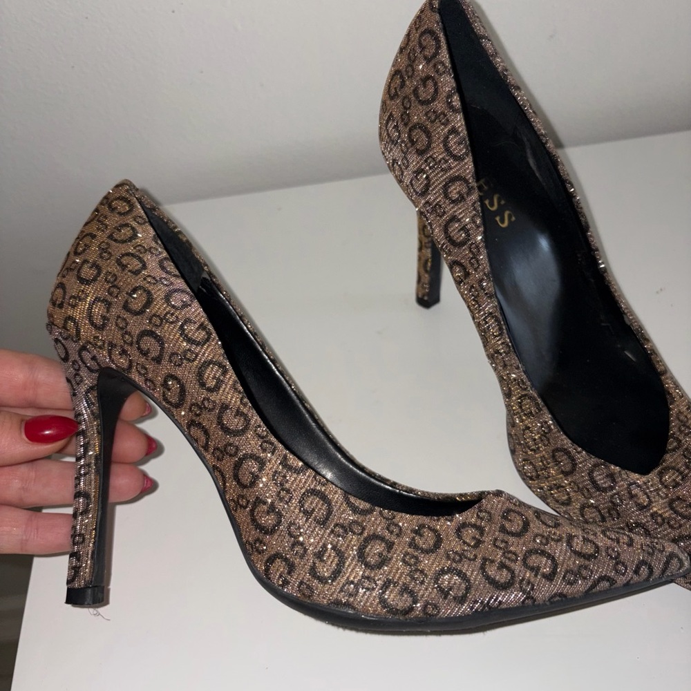 GUESS Women's Rhinestone Patterned Heels